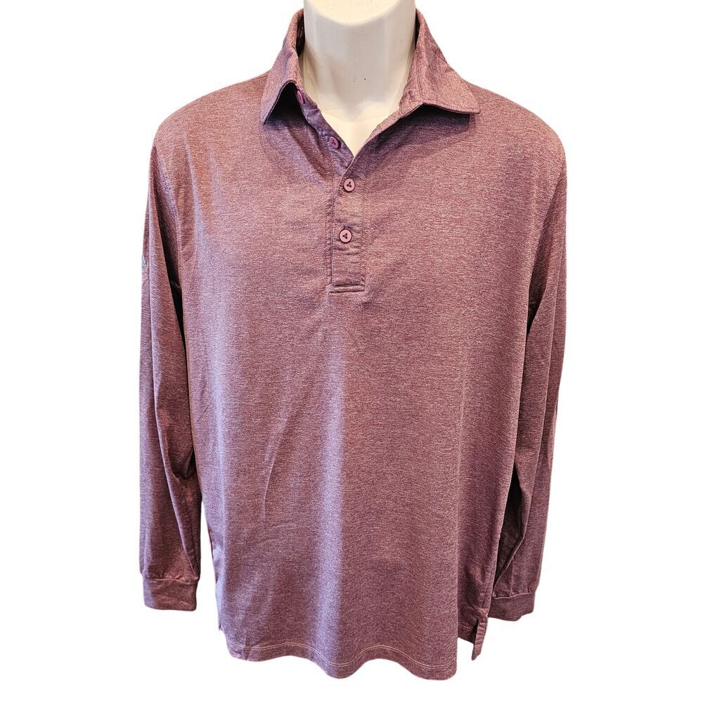 Matte grey M red performance long sleeve golf polo upf protection casual comfort